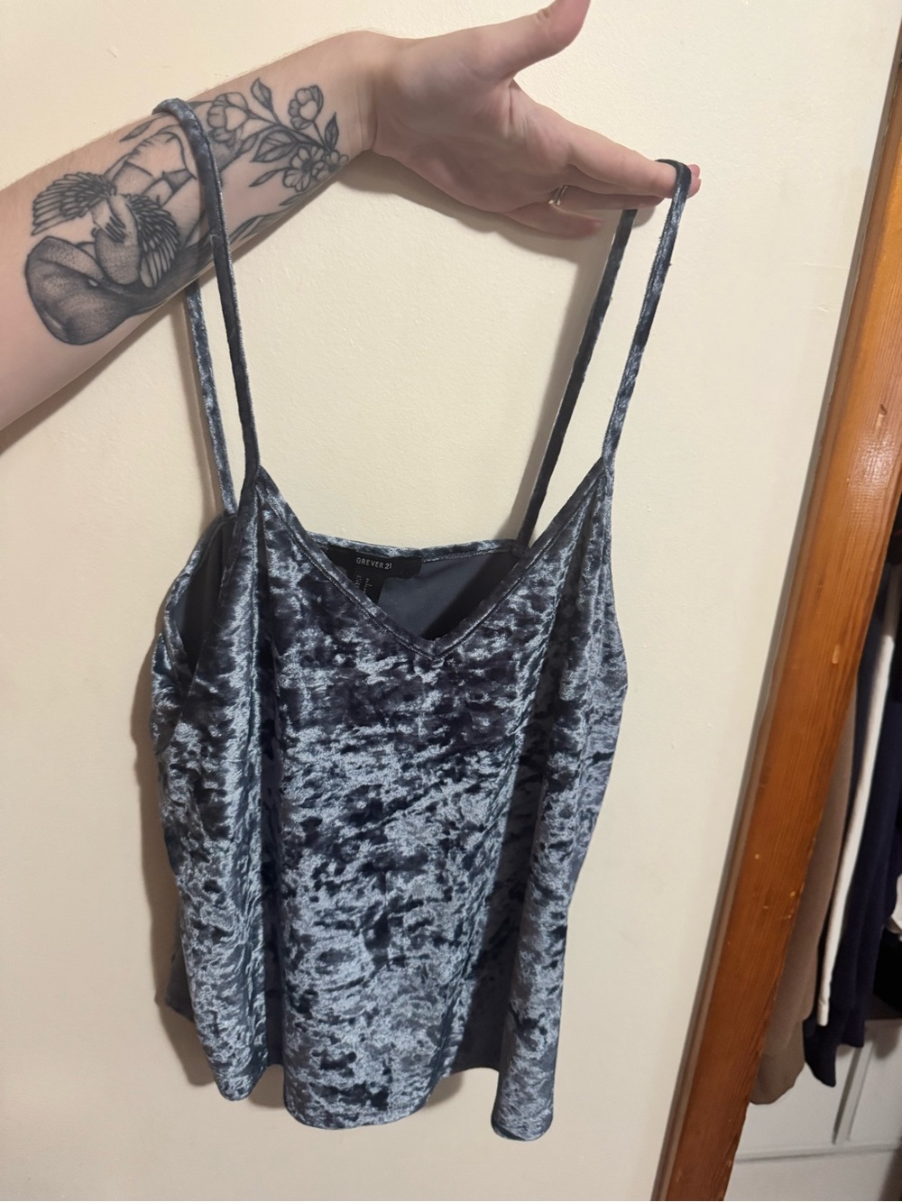 Forever 21 Crushed Velvet Cami in Silver